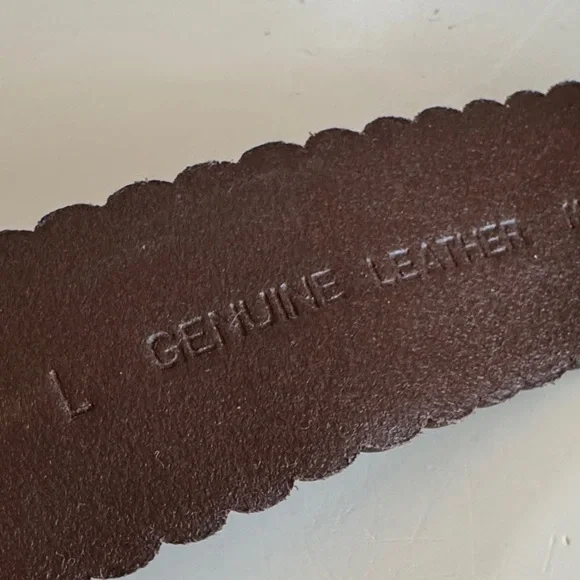 Brown Leather Belt with Gold Buckle - Picture 5 of 6